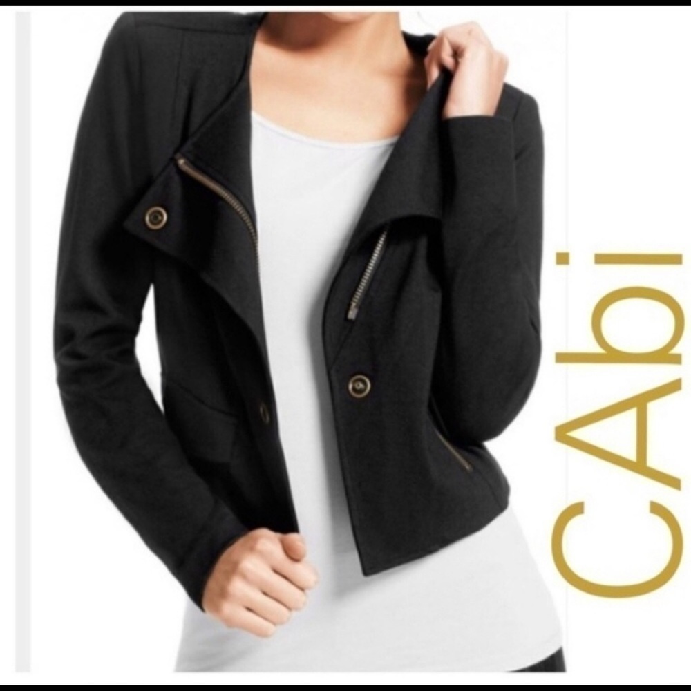 CABI - Style #615 Black Ponte Knit Moto Jacket - Size X- Small (XS)